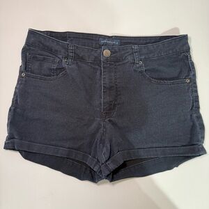 Aeropostale High Waisted Denim Shorts Dark Wash Cuffed Hem Size 14